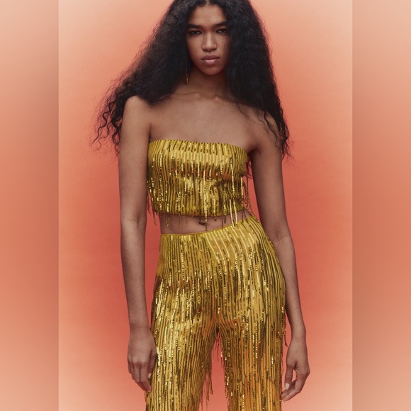 Mango Metallic Fringe Two-Piece Set - Picture 2 of 6